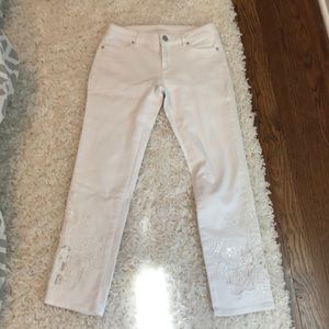 Ellie Tahari Embelished White Jeans